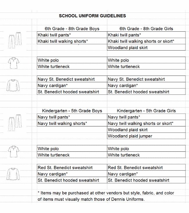 ramo de flores Alpinista compresión uniform-guidelines-2015-16 - St. Benedict Catholic School | Private  preschool, kindergarten, elementary and middle school